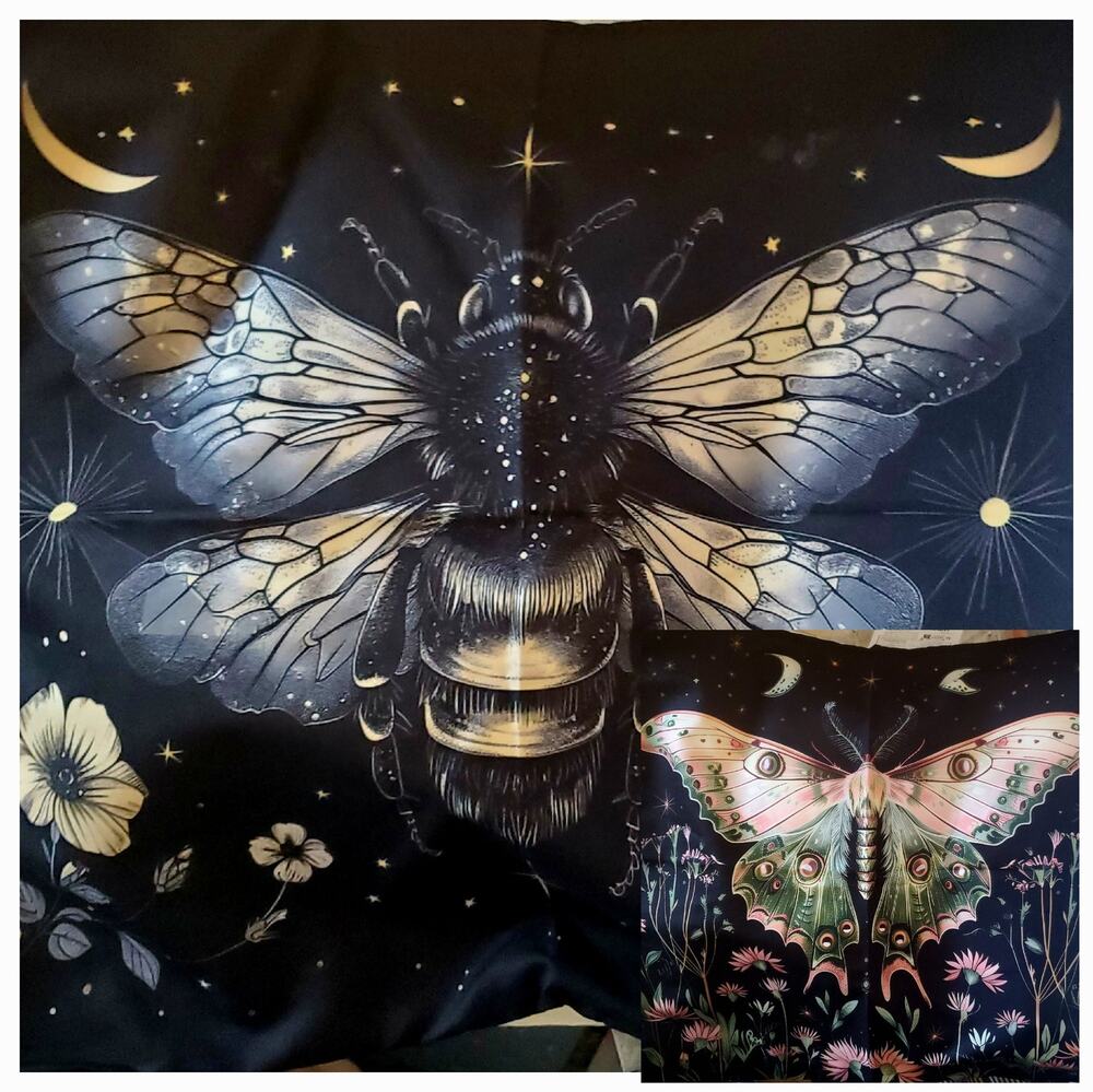 2 Whimsigoth Pillow Covers Only 18x18 Celestial Bee Moth Boho Floral Fairycore